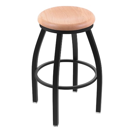 36 Swivel X-Tall Bar Stool,Black Wrinkle,Nat Oak Seat